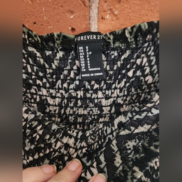 Aztec Print Black Sage & Cream Strapless Maxi Dress Size Small - Picture 3 of 4